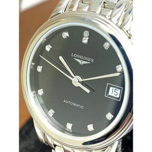 Longines Womens Watch L42744576 Flagship Swiss Automatic Diamond Black D…